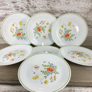 Set Of 7 Corelle Wildflower Luncheon Plates 8.5" Floral Design Vintage Dinnerwar